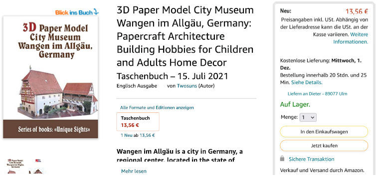 Plagiat Amazon Eselsmühle Wangen